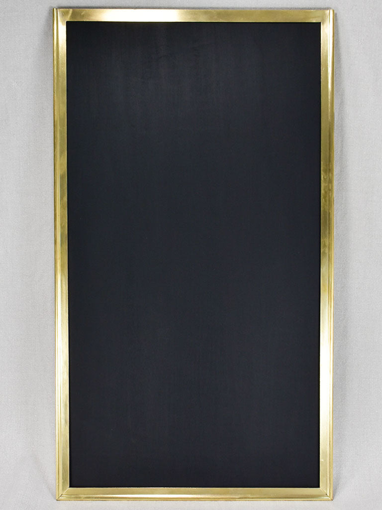 Early twentieth-century French menu chalkboard with brass frame 17¾" x 31½"
