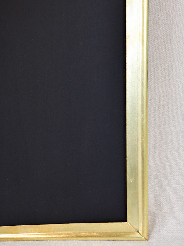 Early twentieth-century French menu chalkboard with brass frame 17¾" x 31½"