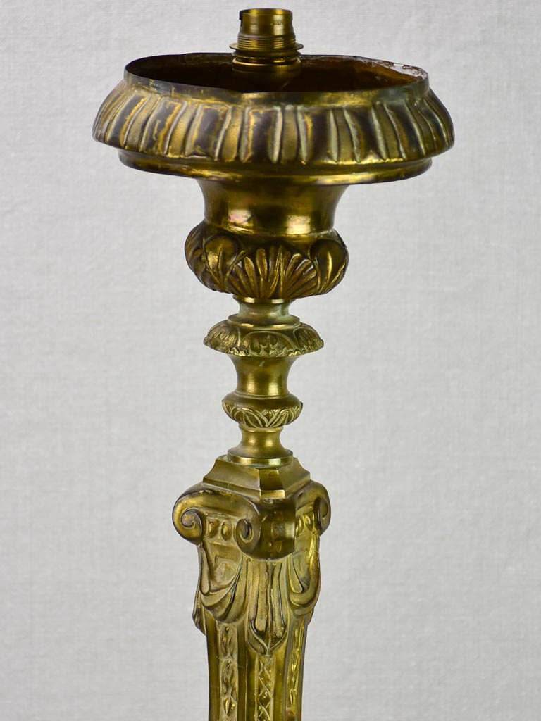 19th Century French altar candlestick lamp base 27¼"
