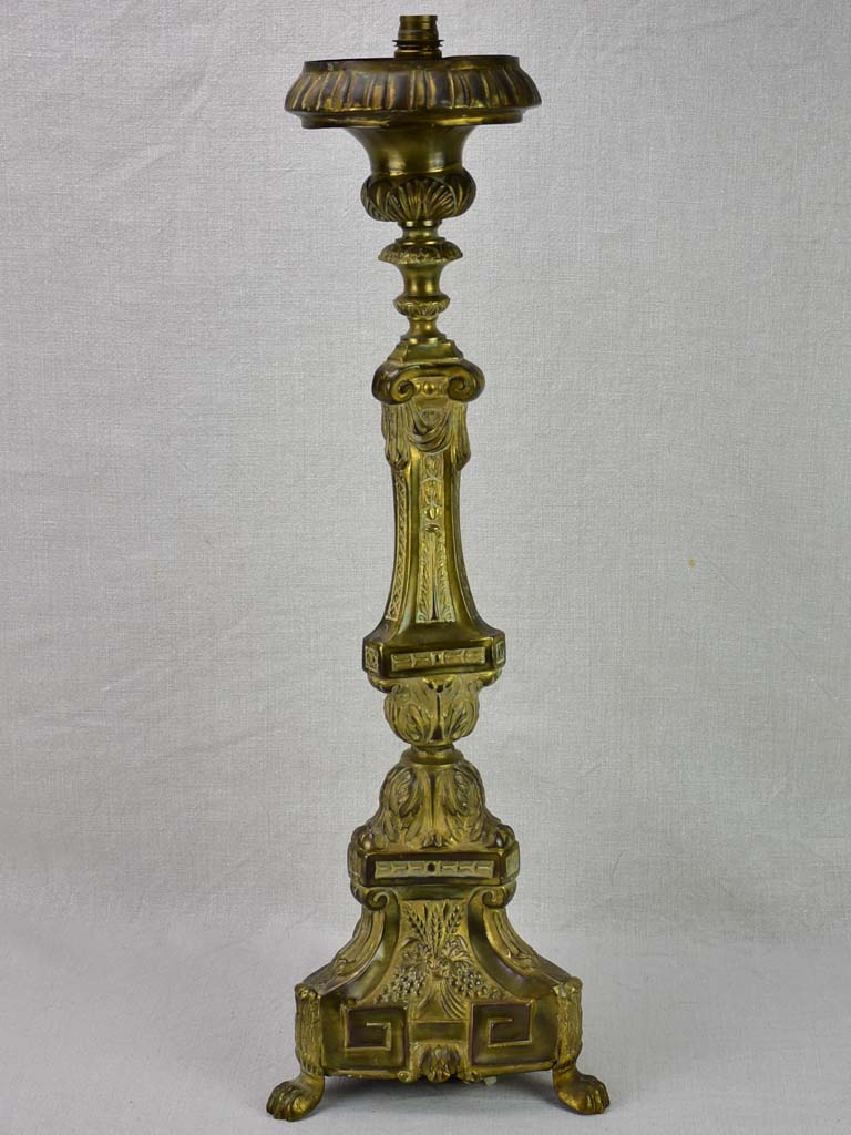 19th Century French altar candlestick lamp base 27¼"