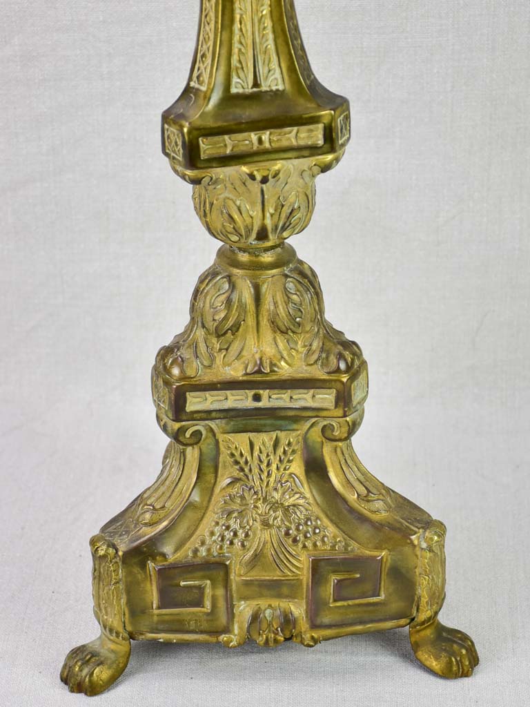 19th Century French altar candlestick lamp base 27¼"