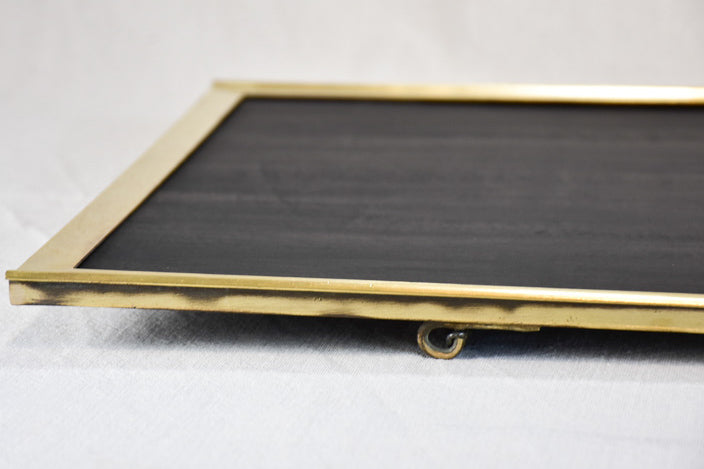 Early twentieth-century French menu chalkboard with brass frame 17¾" x 31½"