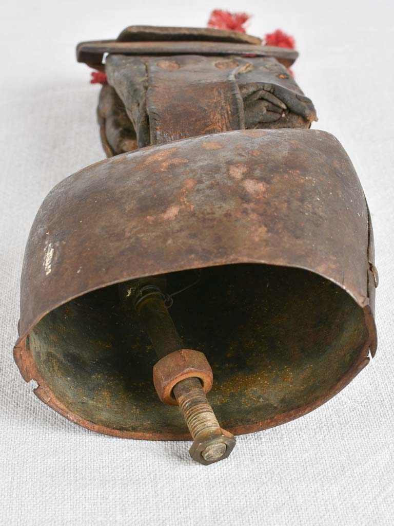 Antique French cowbell with leather collar
