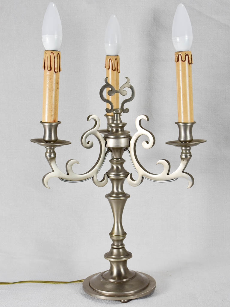 Pair of 1950s French candlestick lamps - 3 lights