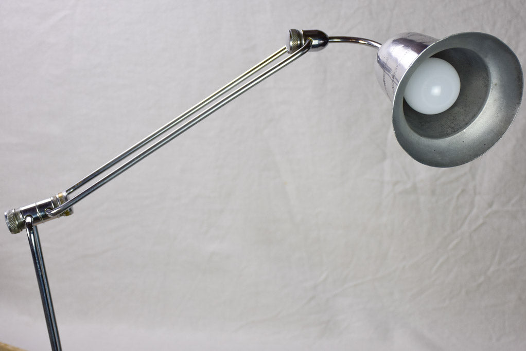 Rare JUMO articulated clamp lamp from 1945-50 with bell-shaped shade
