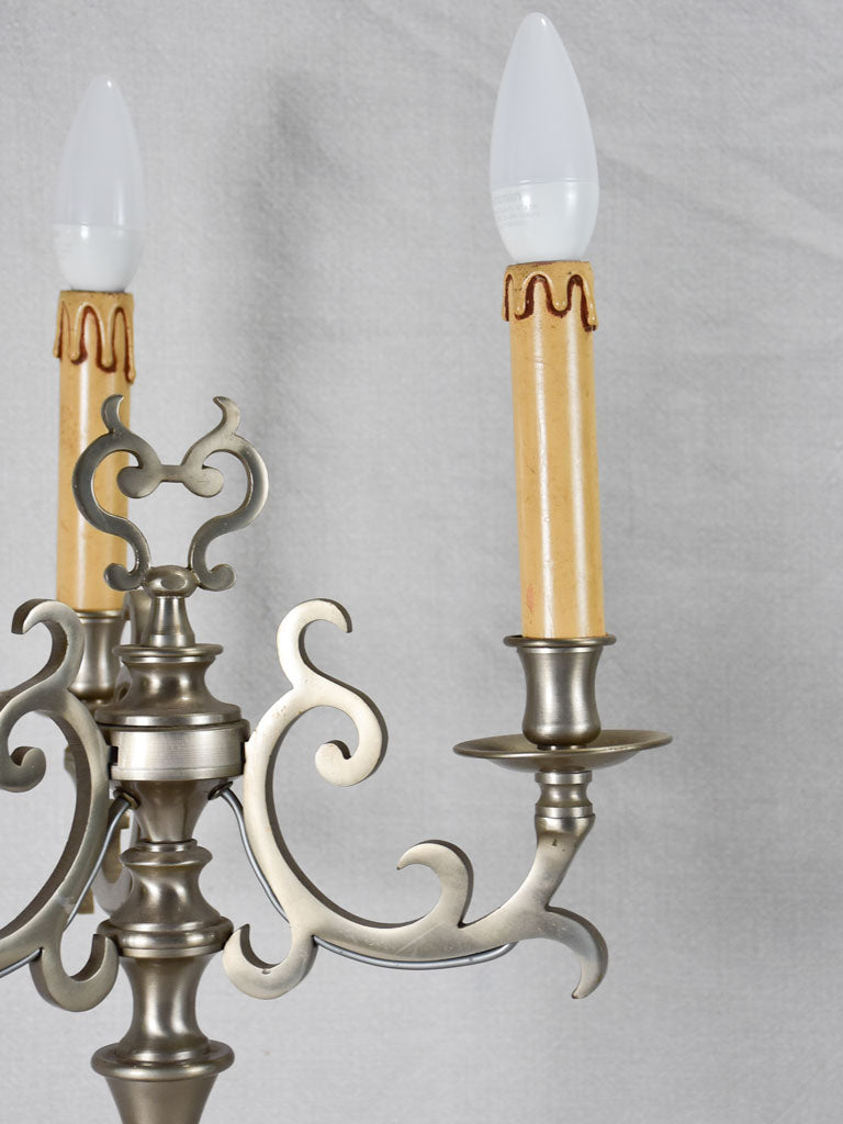 Pair of 1950s French candlestick lamps - 3 lights