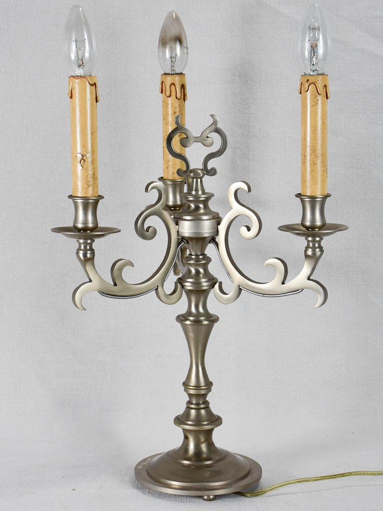 Pair of 1950s French candlestick lamps - 3 lights