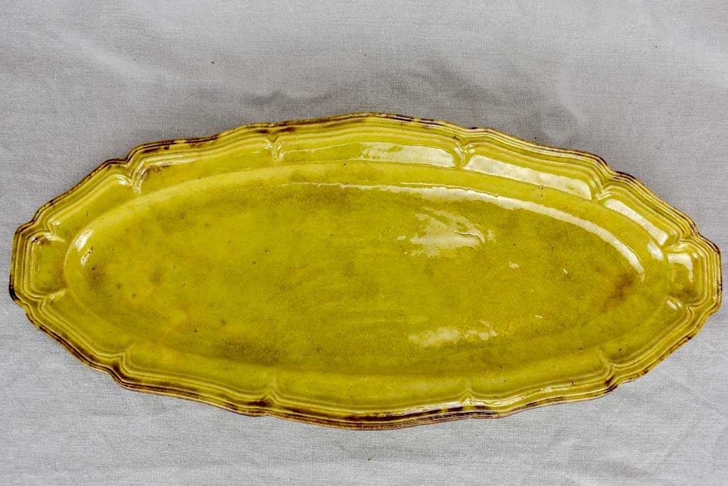 Very large 19th Century French platter with yellow glaze 22¾"