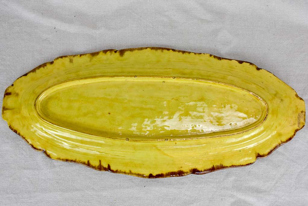 Very large 19th Century French platter with yellow glaze 22¾"