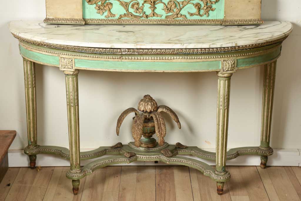 Detailed carving on 18th-century mirror
