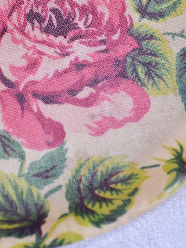 Round vintage 1930s French fiberglass tray with flowers