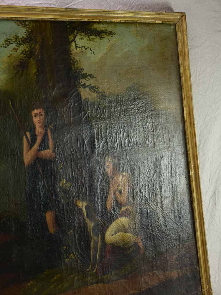 Early 19th Century Romantic oil on canvas with hidden declaration of love - anonymous 37" x 37½"