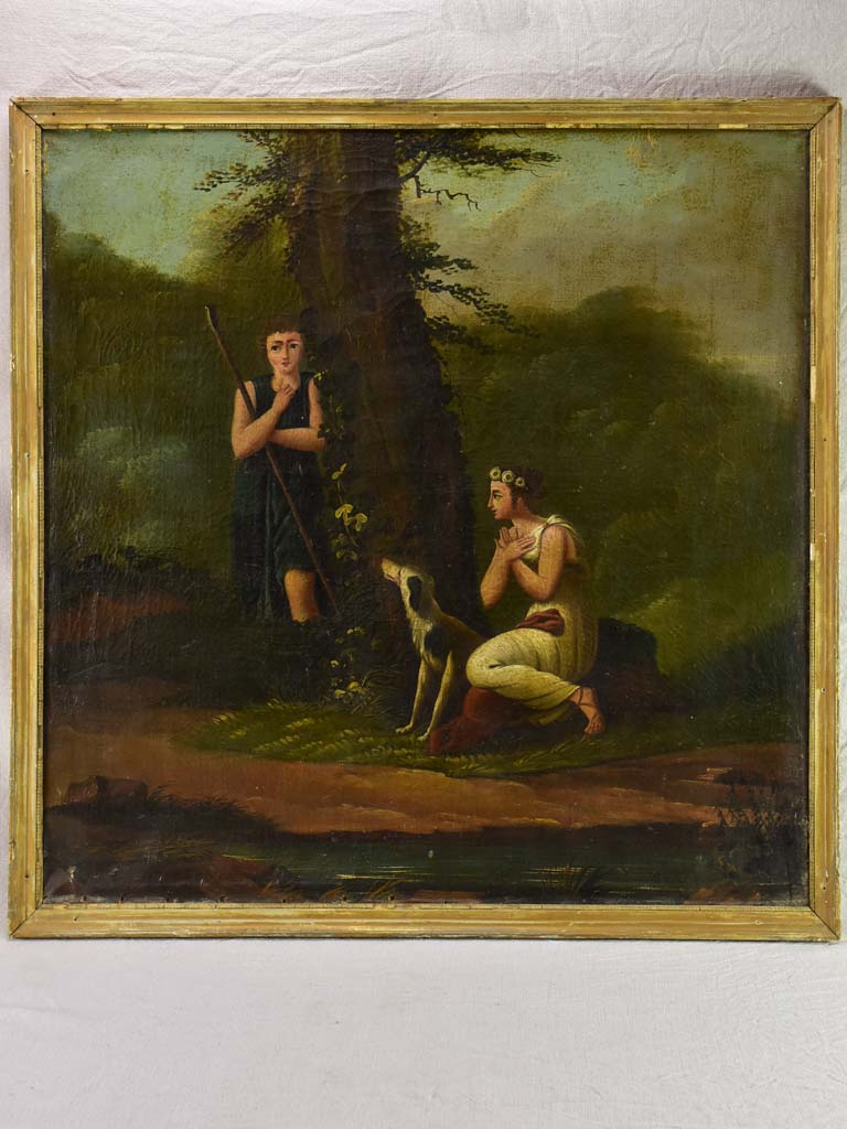 Early 19th Century Romantic oil on canvas with hidden declaration of love - anonymous 37" x 37½"
