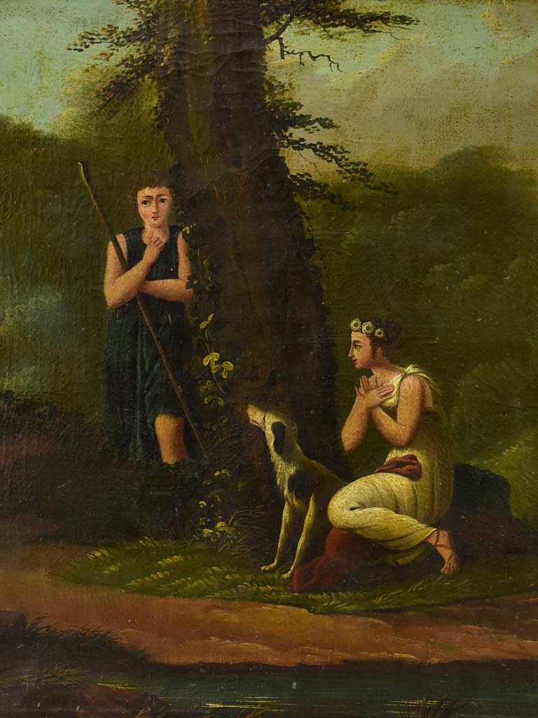 Early 19th Century Romantic oil on canvas with hidden declaration of love - anonymous 37" x 37½"