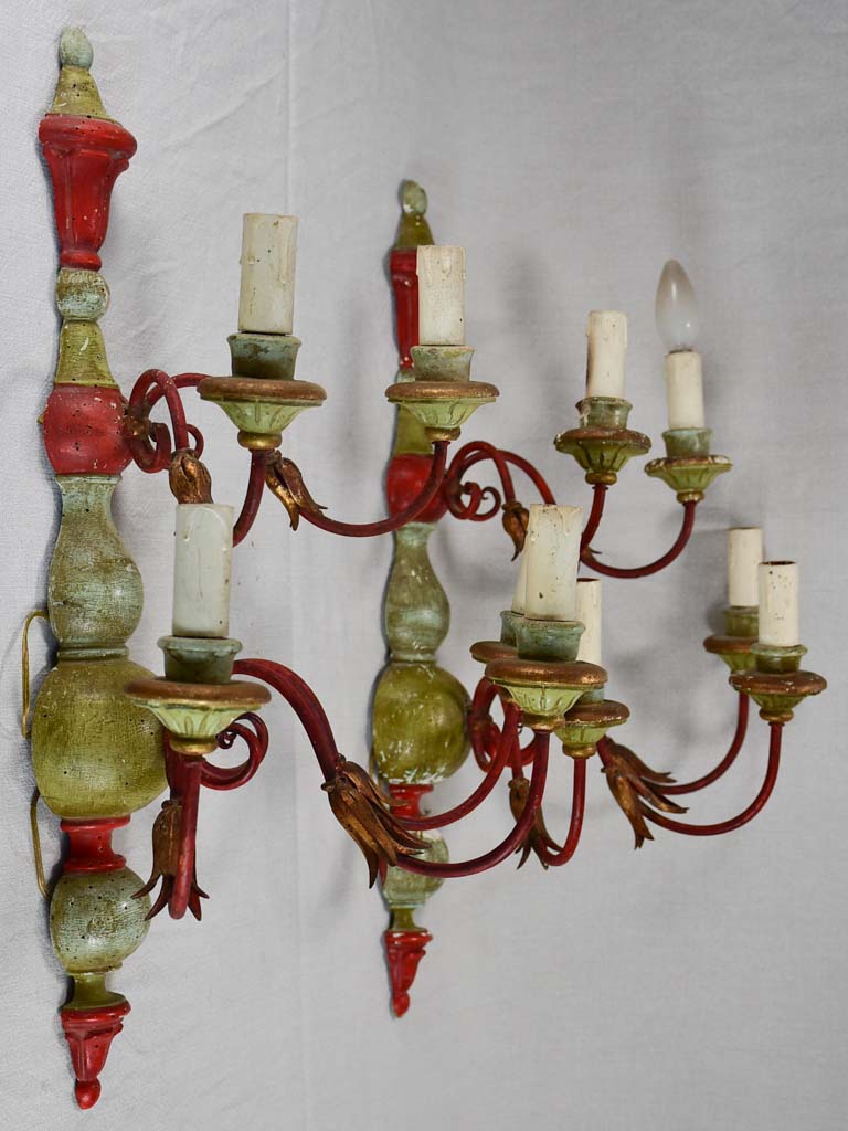 Pair of vintage Italian wall sconces / appliques 25½"