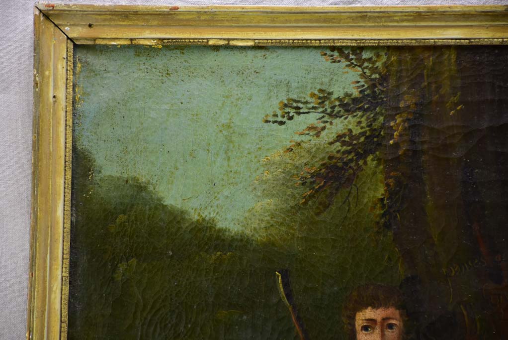 Early 19th Century Romantic oil on canvas with hidden declaration of love - anonymous 37" x 37½"