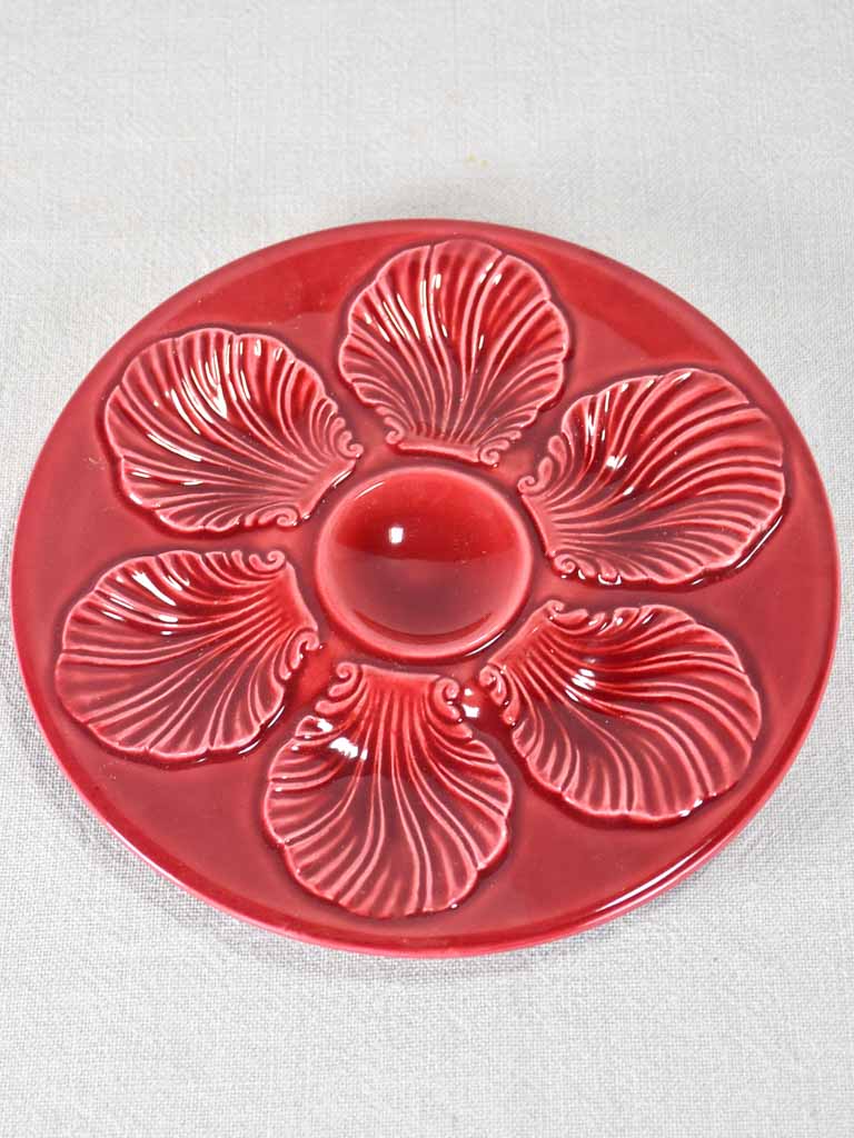 Unique vintage chipped oyster plates set