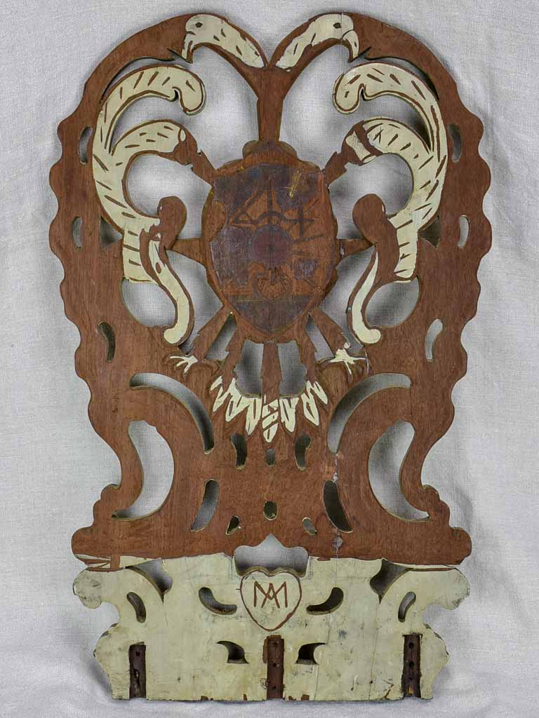 Pretty carved panel with angel and grey paint finish 15" x 23¾"
