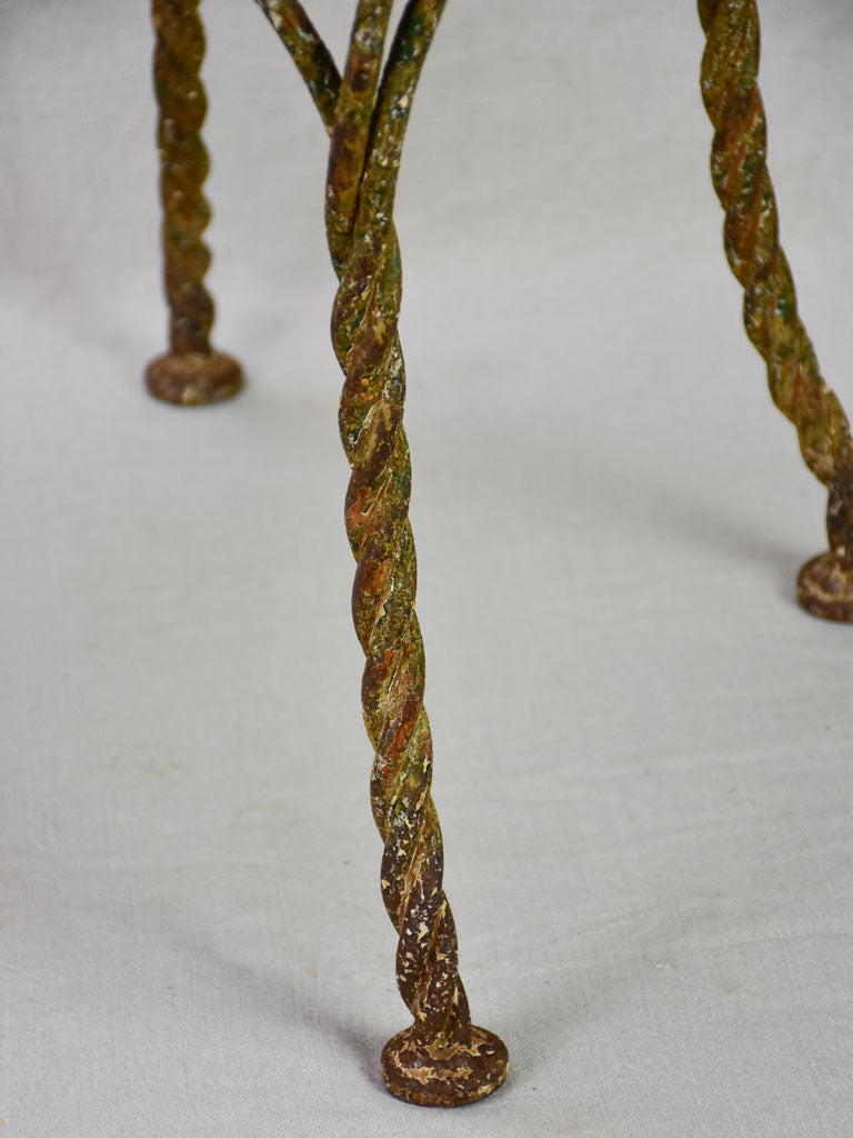 Pair of pretty 19th century French garden chairs with twisted iron frames