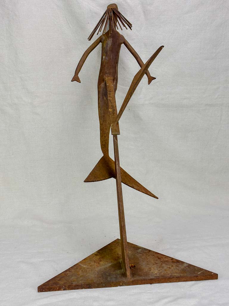 Mid century iron sculpture of a mermaid 25½"