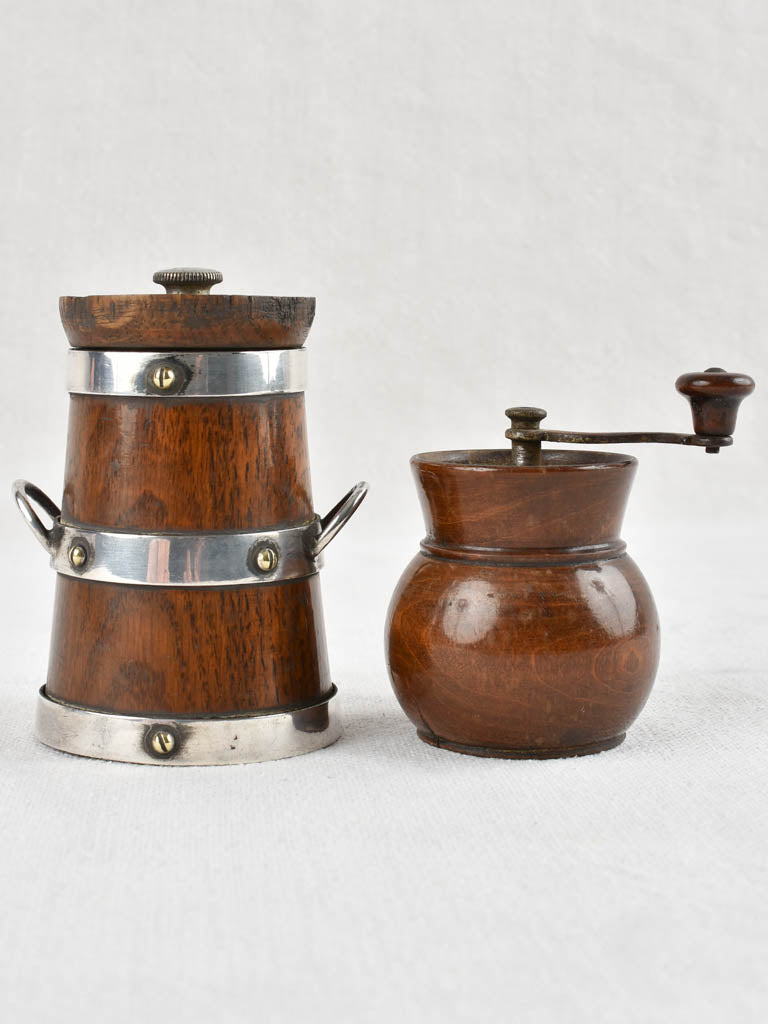 Antique Peugeot pepper grinders - mahogany & silverplate