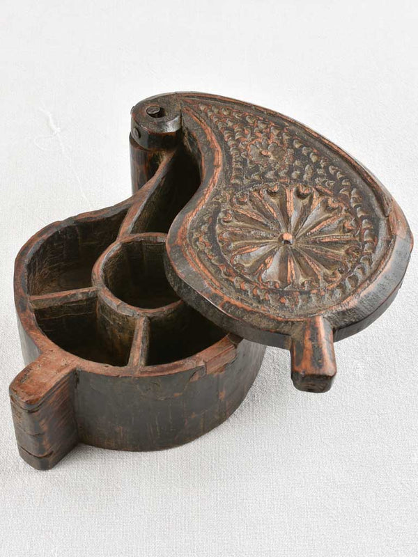 Antique hand-crafted Asian wooden tea box