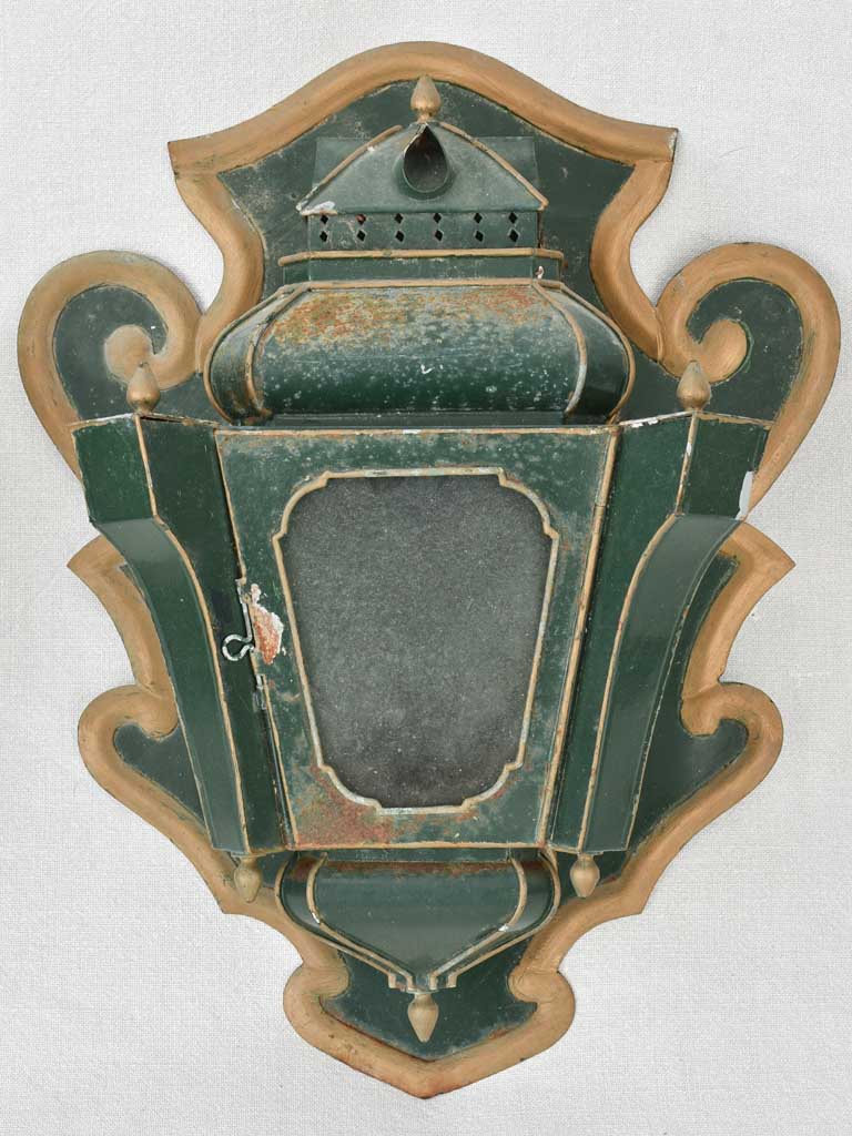 Pair of late 19th century wall lanterns - green 19¼"