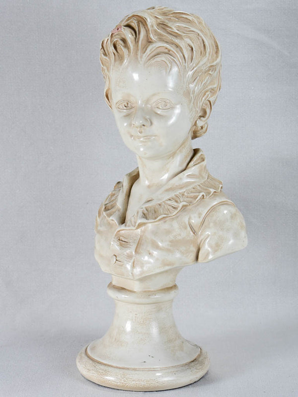Antique clay bust with beige glaze