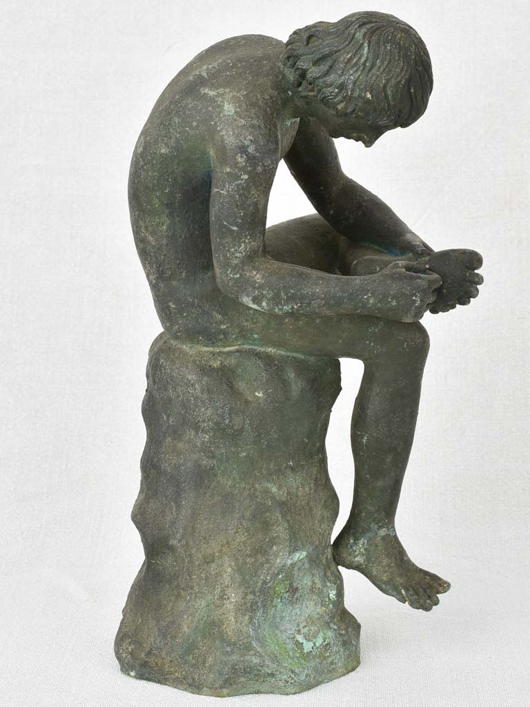 Early 20th century bronze statue Boy with Thorn / Spinario / Fedele 11½"