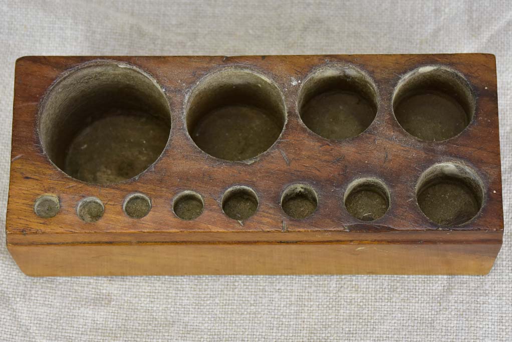 Set of twelve antique French weights for scales - 1-500g