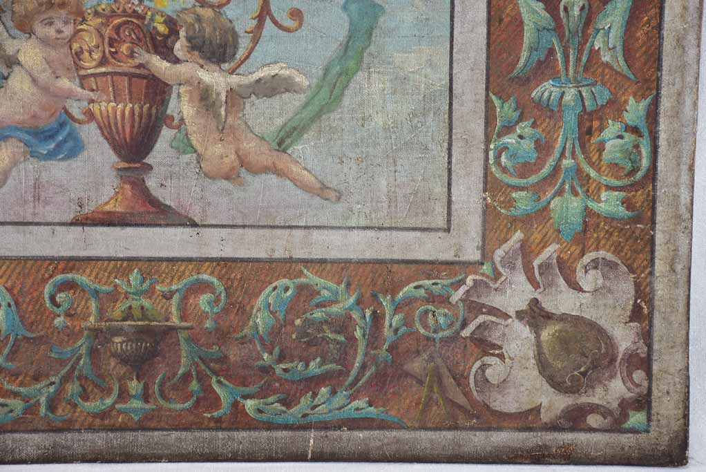 Pretty antique painting of angels on canvas 29¼" x 36½"