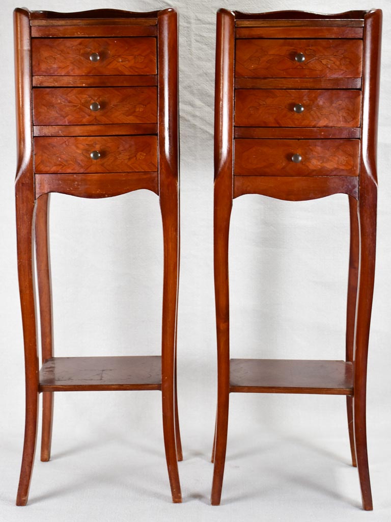 Pair of late-19th-century marquetry nightstands - 29¼"