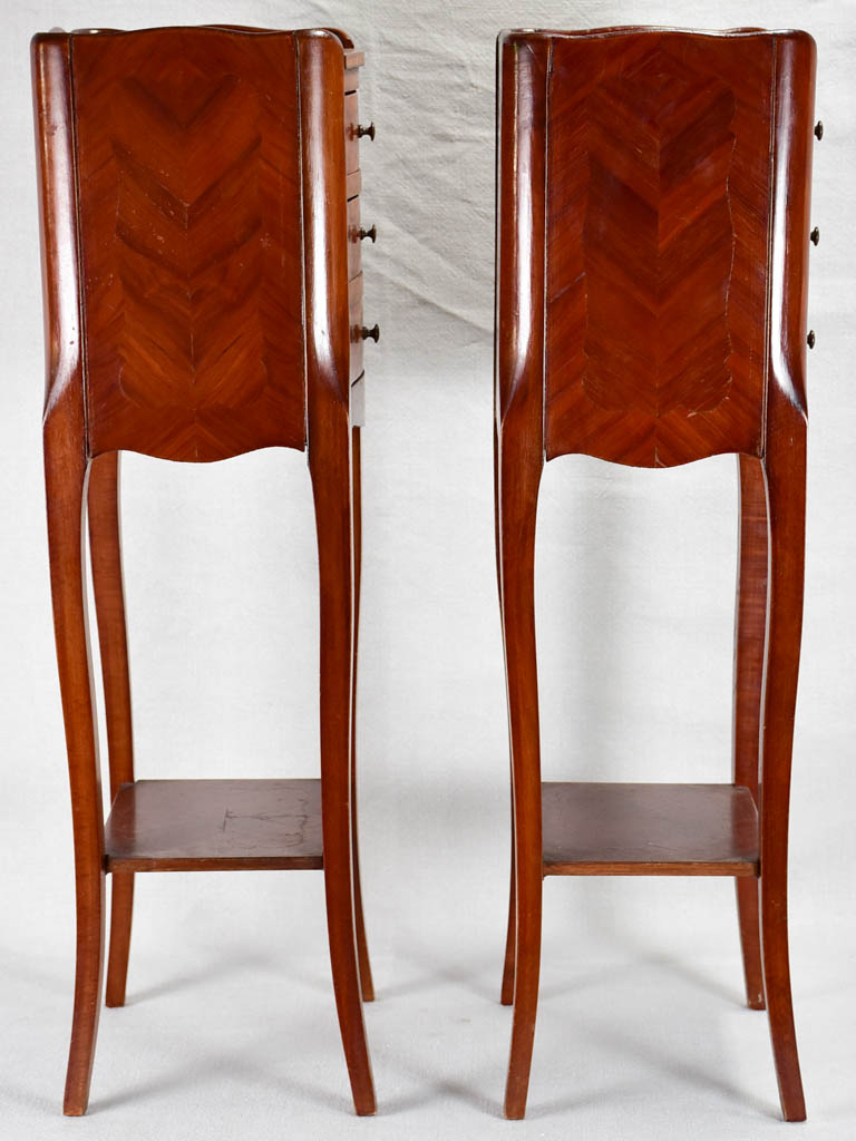 Pair of late-19th-century marquetry nightstands - 29¼"