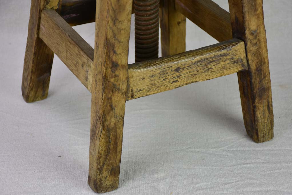 Early 20th century French oak stool - adjustable height