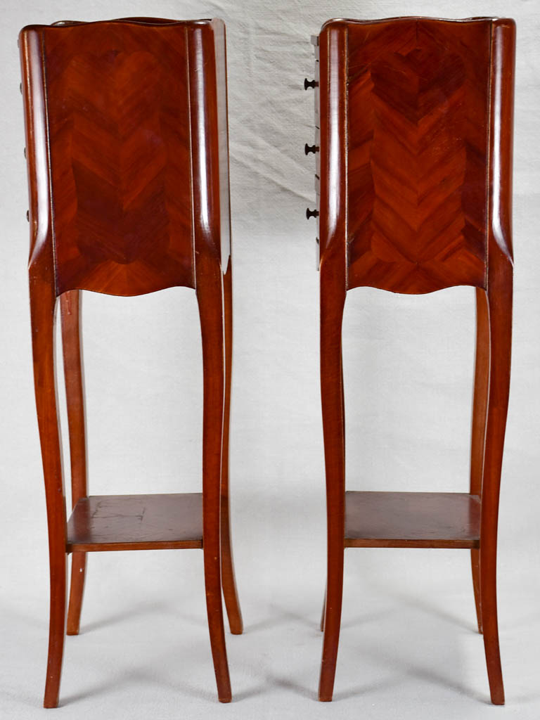Pair of late-19th-century marquetry nightstands - 29¼"