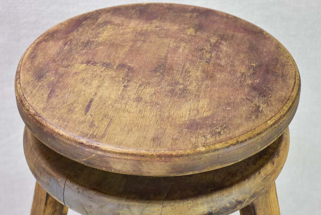 Early 20th century French oak stool - adjustable height