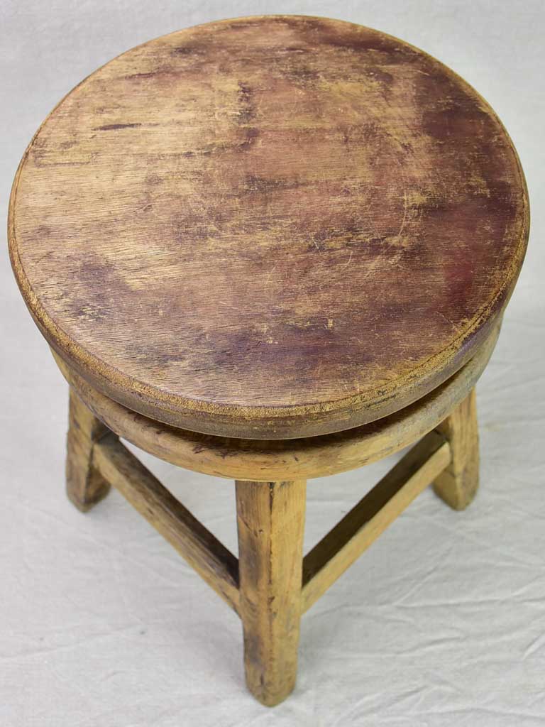 Early 20th century French oak stool - adjustable height