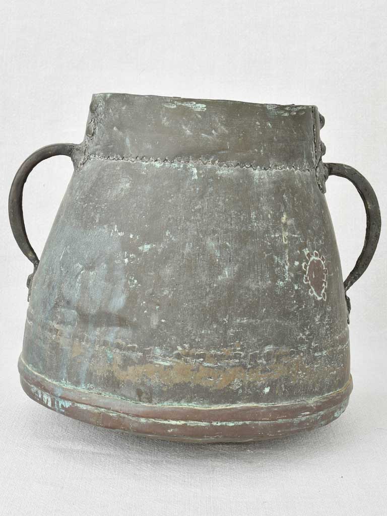 Antique French copper pot with two handles 11"