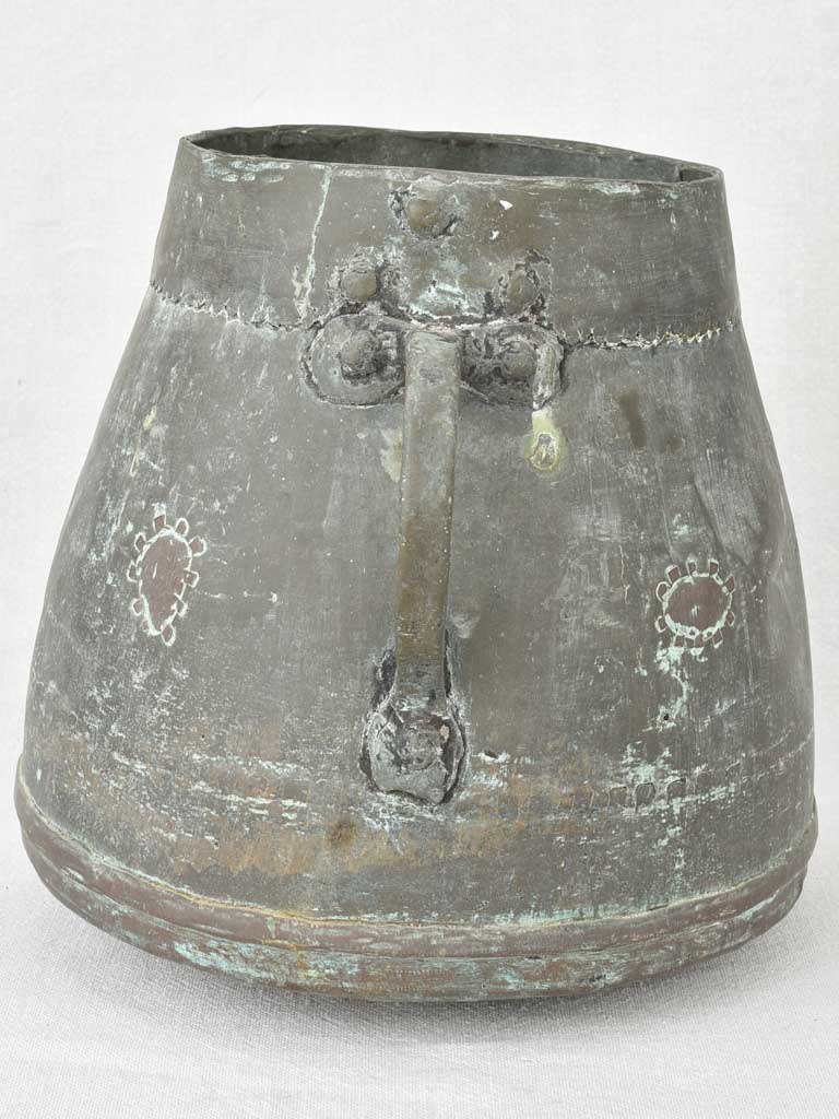 Antique French copper pot with two handles 11"