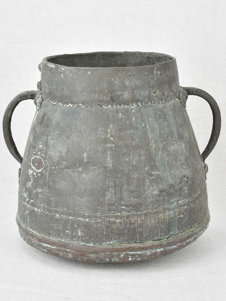 Antique French copper pot with two handles 11"