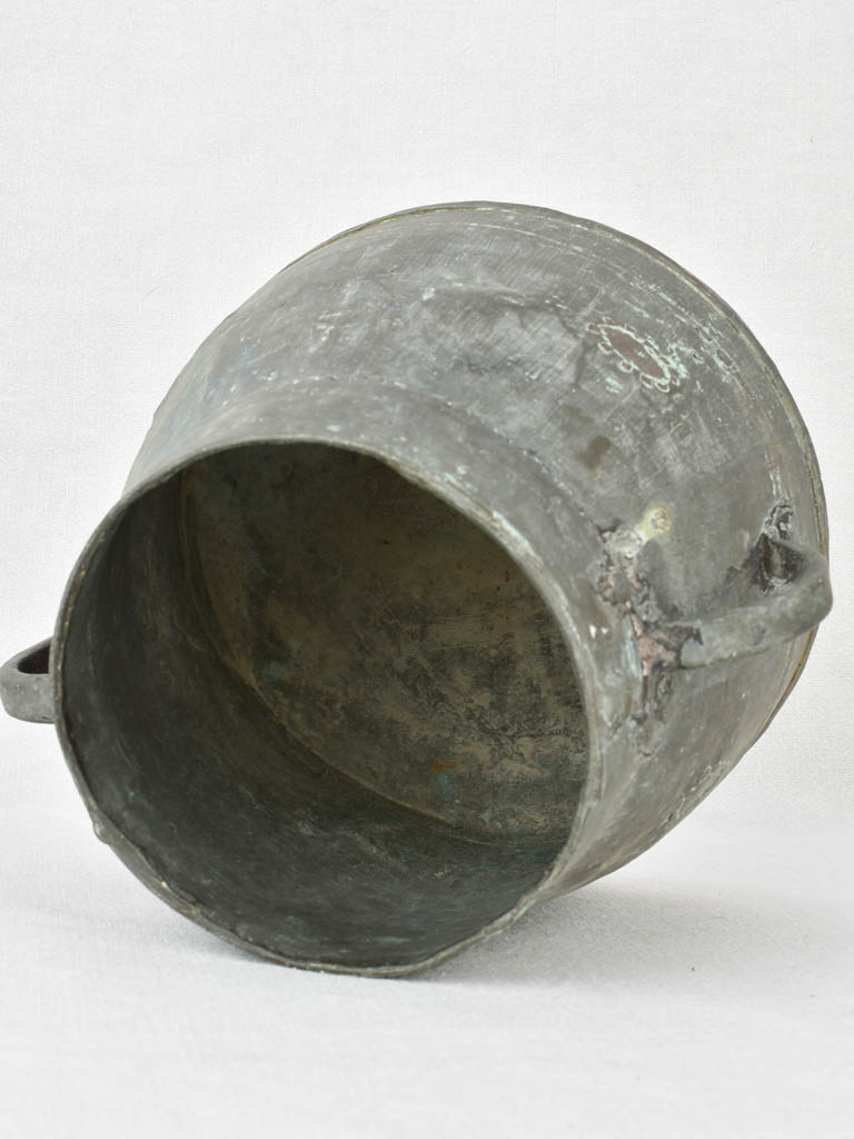 Antique French copper pot with two handles 11"