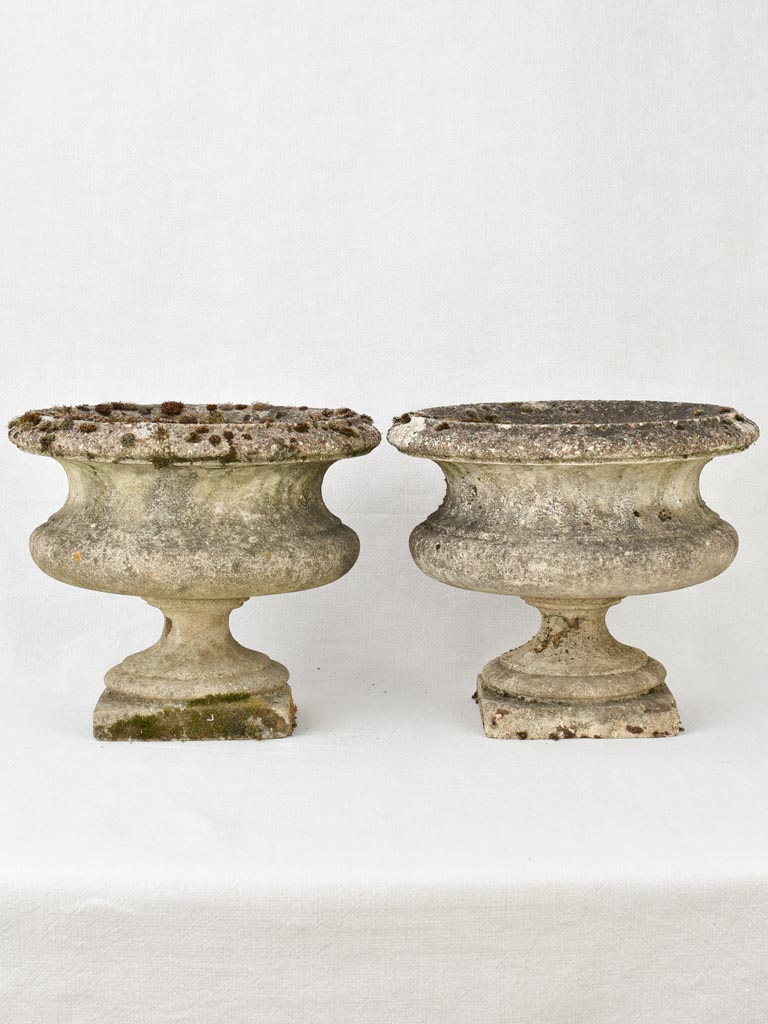 Pair of antique French cement Medici planters