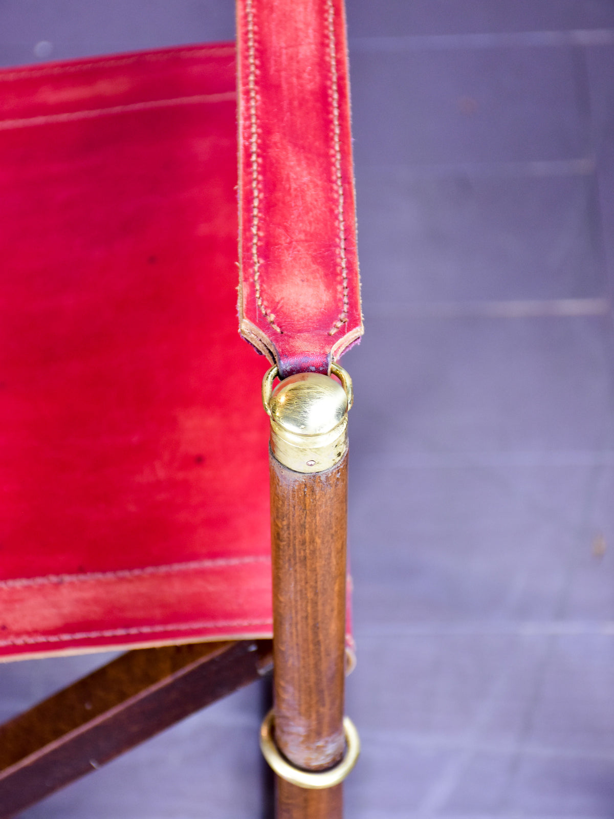Pair of vintage Valenti folding chairs - red leather
