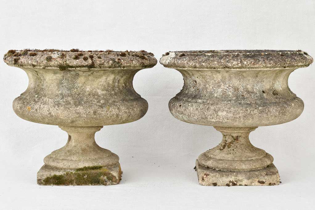 Pair of antique French cement Medici planters