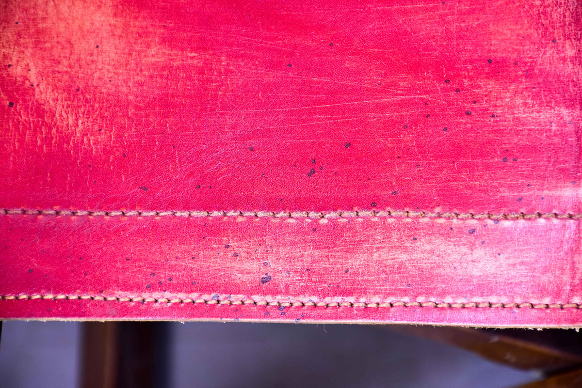 Pair of vintage Valenti folding chairs - red leather
