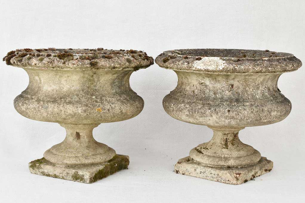 Pair of antique French cement Medici planters