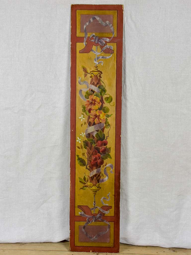 Pretty Louis XVI style narrow painted panel 41¼" x 8¾"