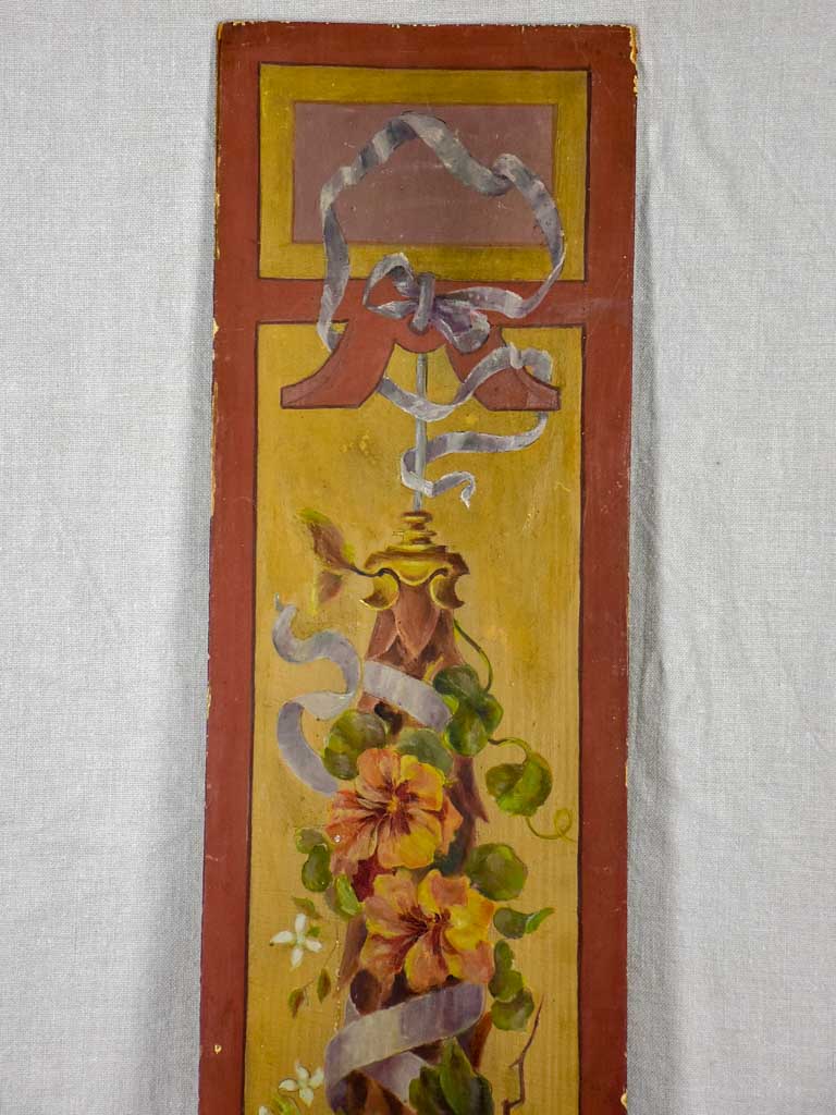 Pretty Louis XVI style narrow painted panel 41¼" x 8¾"