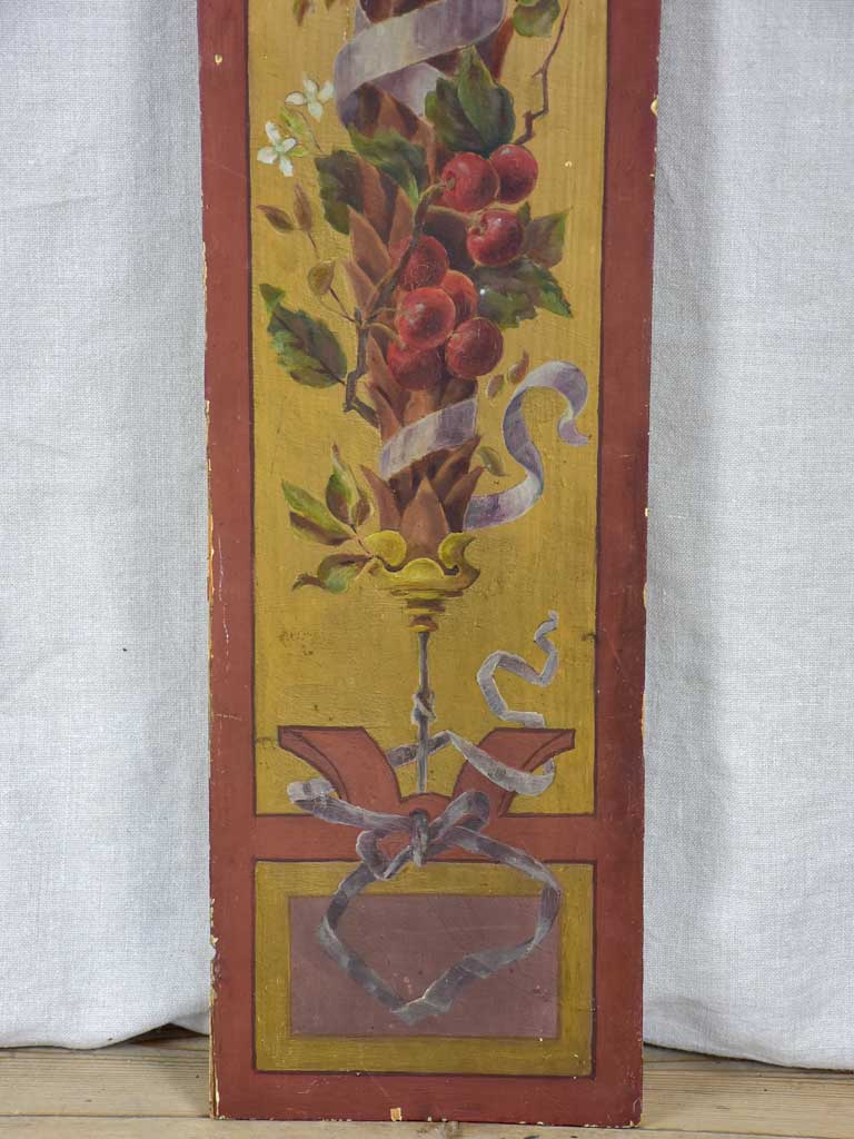 Pretty Louis XVI style narrow painted panel 41¼" x 8¾"