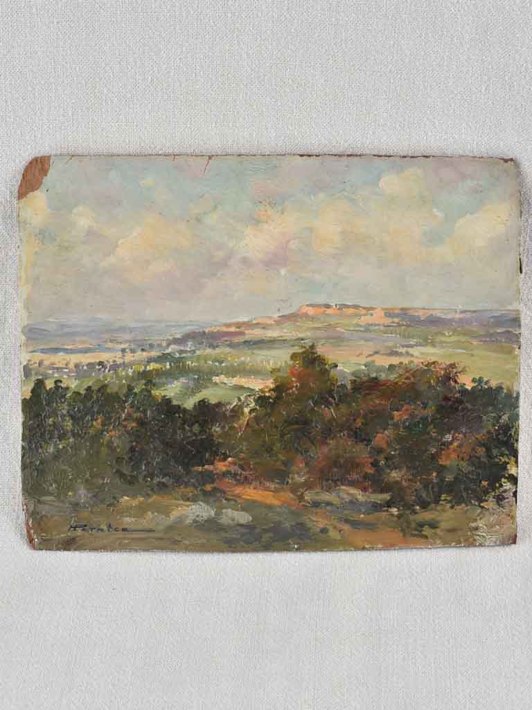 Charming Provencal vintage oil landscape painting